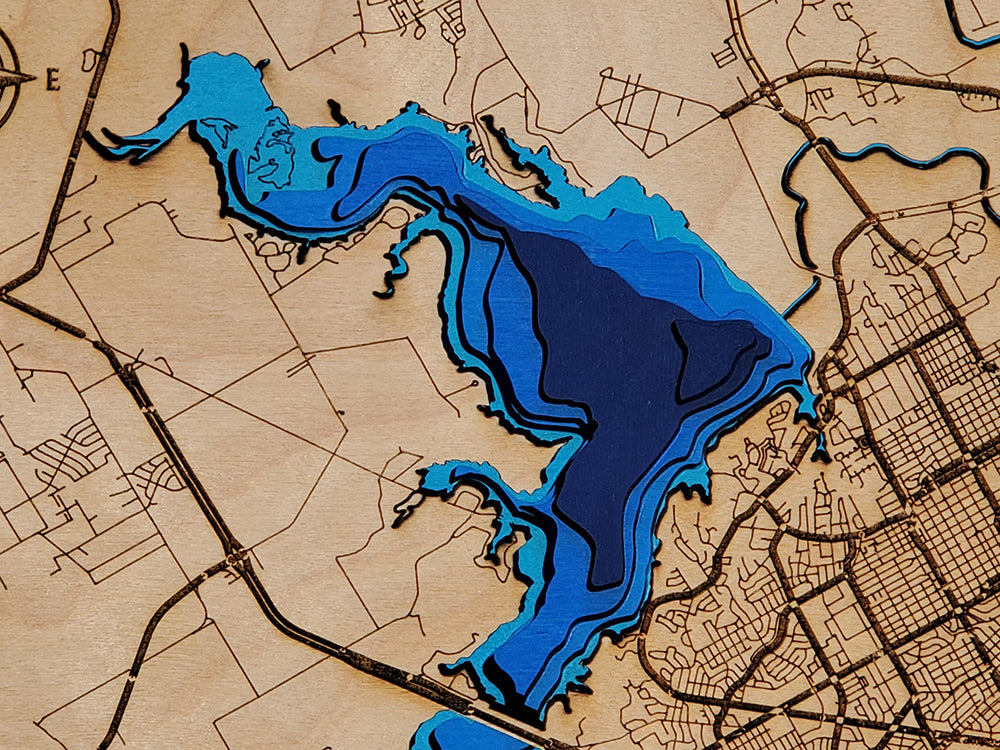 Wood Layered Lake Waco Texas Map