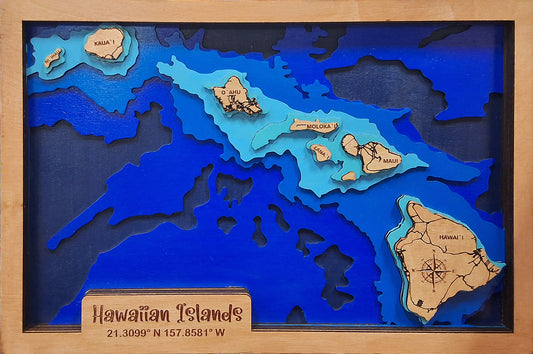 Wood Layered Map Hawaii