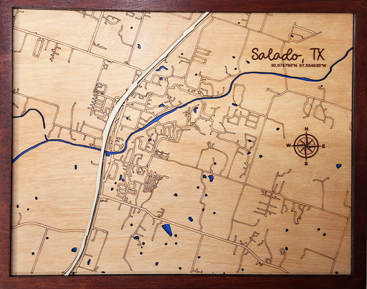 Wood Layered Map Salado Texas
